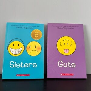Set of 2 graphic novels: Sisters & Guts by Raina Telgemeier. Excellent condition